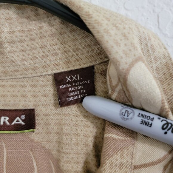 Cubavera Hawaiian Shirt Mens Size XXL Button Front Ferns Short Sleeve Tan - Picture 4 of 4